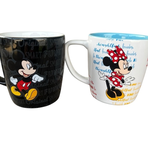 Disney Parks Minnie & Mickey Positive Attributes 3D Mug Set His Hers Black White - Picture 3 of 11
